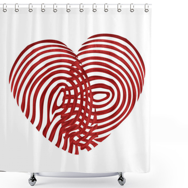 Personality  Red Fingerprint Icon In The Shape Of A Heart Shower Curtains