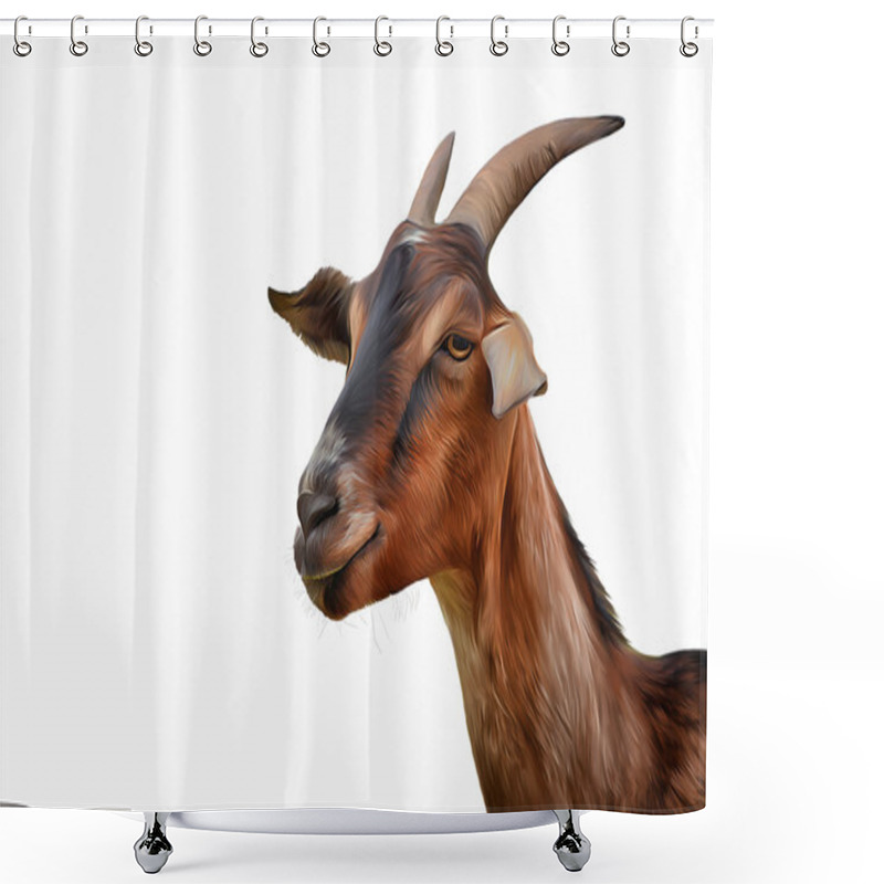 Personality  Drawing Goats, Portrait Shower Curtains