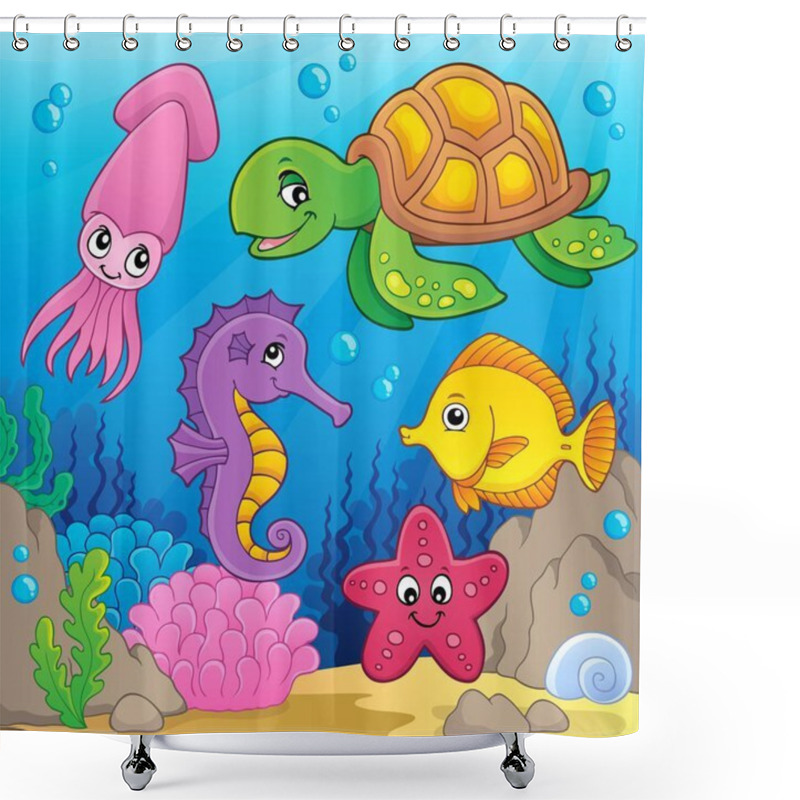 Personality  Sea Life Theme Image 1 - Eps10 Vector Illustration. Shower Curtains