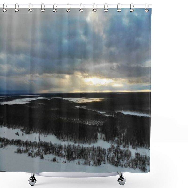 Personality  Forest Swamp In Winter Season Shower Curtains