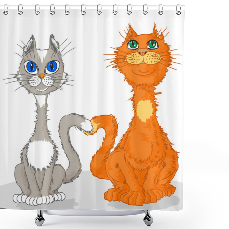 Personality  Lovers Of Cats. Vector Illustration. Shower Curtains