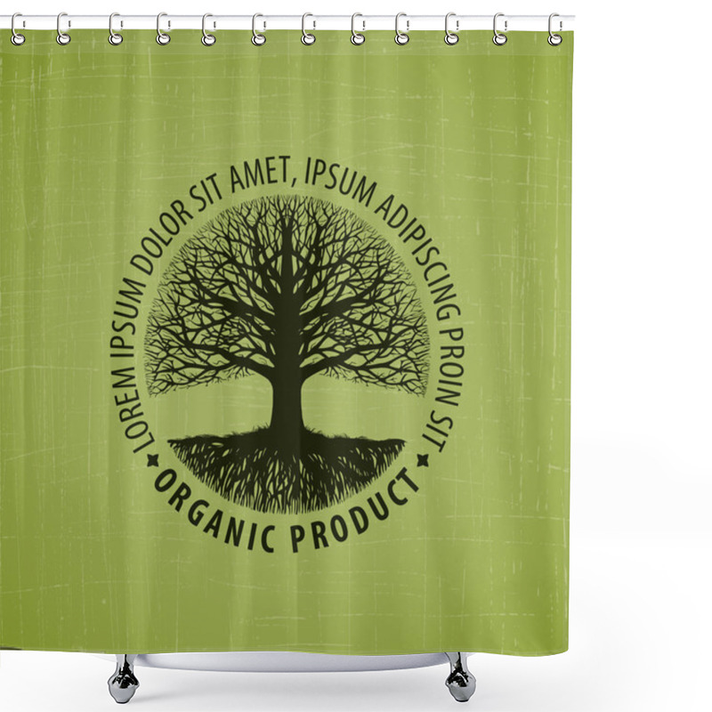 Personality  Leafless Tree With Roots Logo. Tree Icon. Tree Vector Symbol. Organic Product Shower Curtains