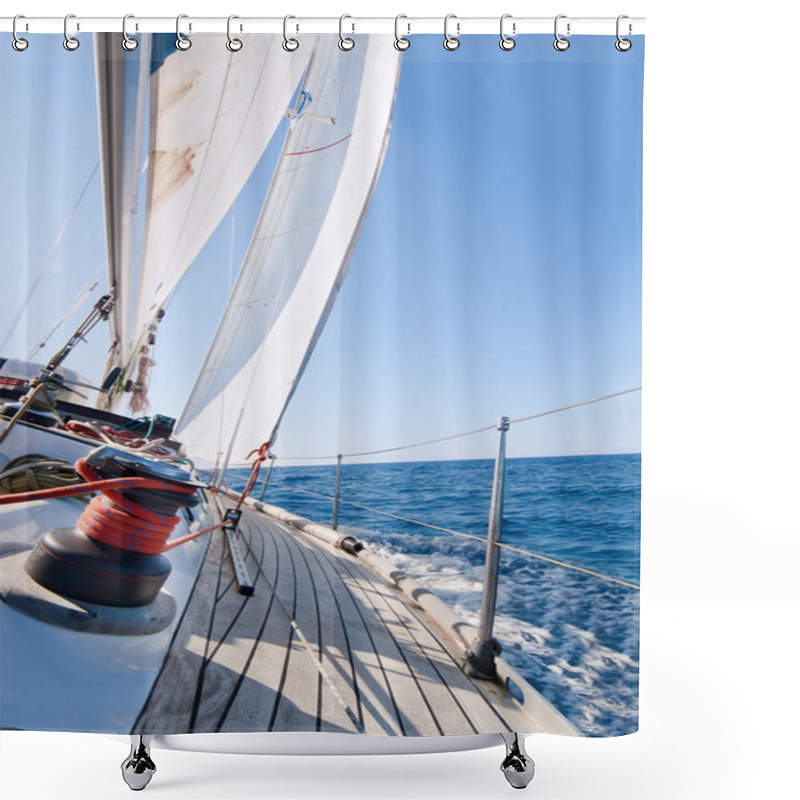 Personality  Yacht Sailing In The Sea Shower Curtains