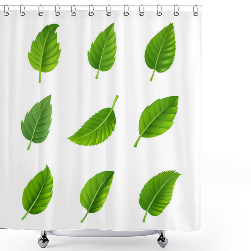 Personality  Green Leaves Decorative Set Shower Curtains