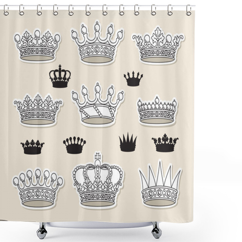 Personality  Set Vector Crowns Shower Curtains