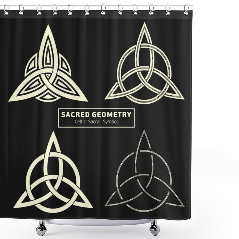 Personality  Set Of Four Vector Celtic Sacral Symbols. Magic Sign. Sacred Geometry. Sacred Symbol Of Vikings. Ancient Sacral Sign Of Celts. Alchemy; Religion; Philosophy; Astrology And Spirituality. Vector Illustration. Shower Curtains