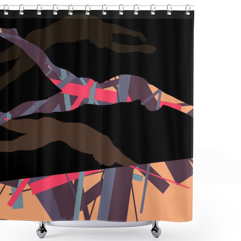 Personality  Active Young Swimmers Diving And Swimming In Water Sport Pool Si Shower Curtains