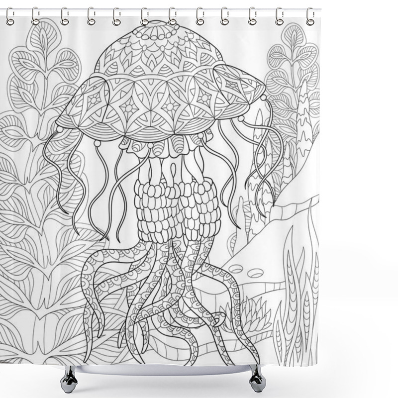 Personality  Zentangle Stylized Jellyfish Shower Curtains