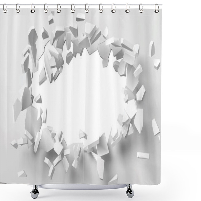 Personality  Vector Illustration Of Exploding Wall With Free Area On Center For Any Object Or Background Shower Curtains