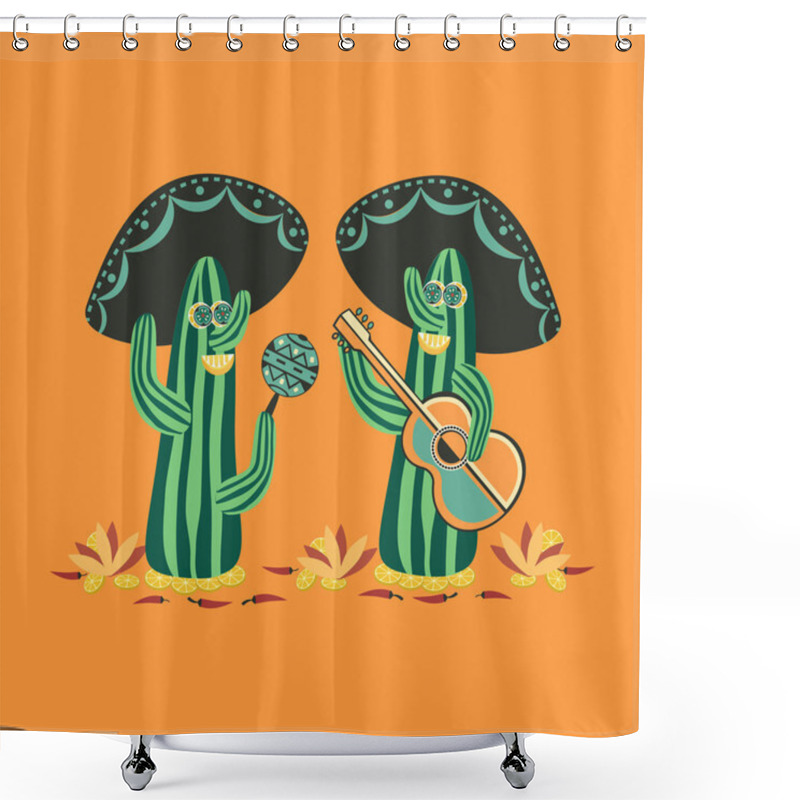 Personality  Mexican Style. Cute Cactus Shower Curtains