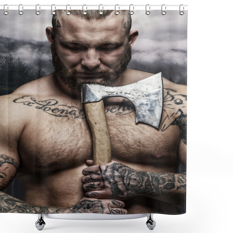 Personality  Male With Vikings Axe Shower Curtains