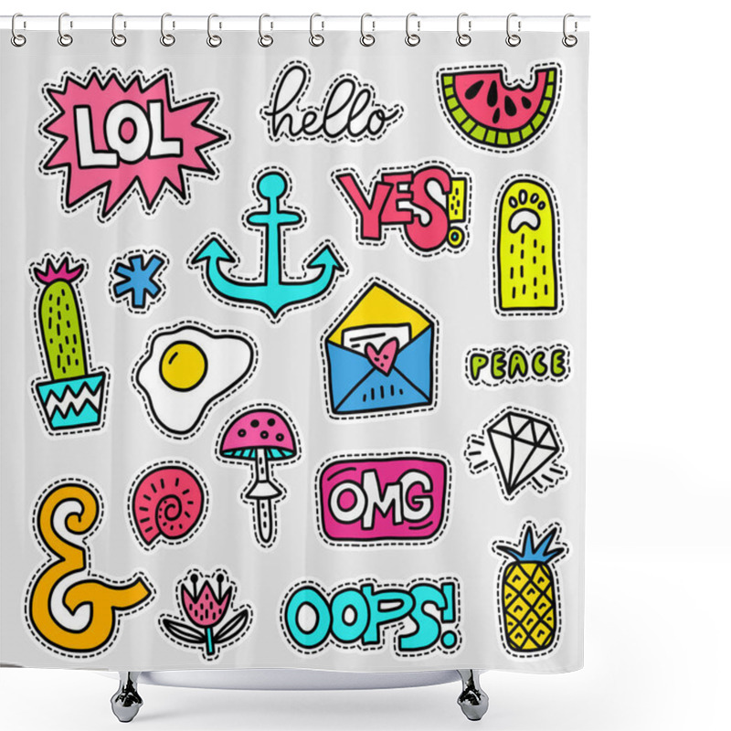 Personality  Vector Patch Collection Shower Curtains