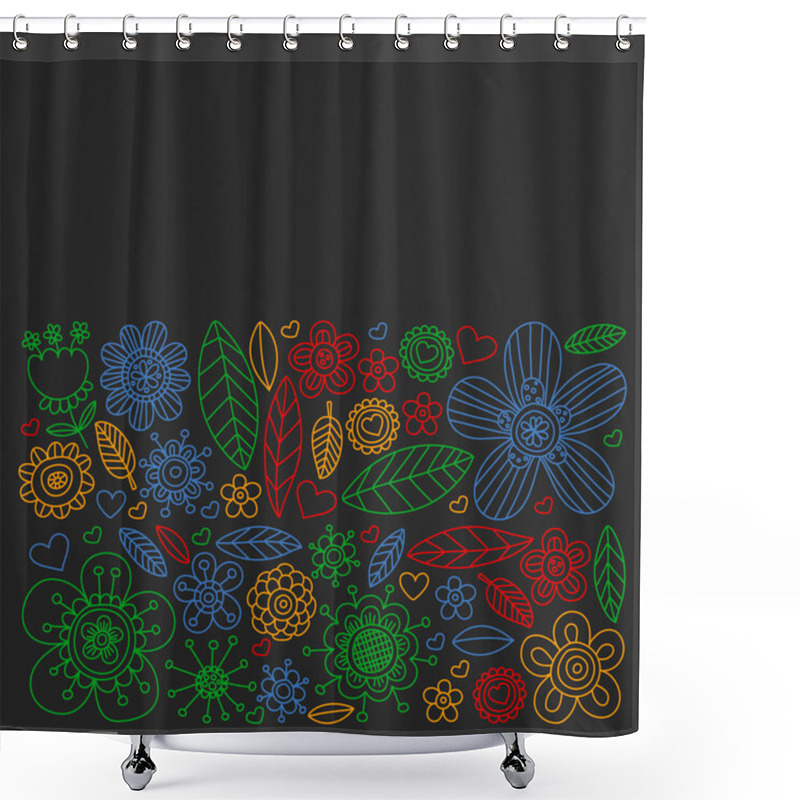 Personality  Vector Pattern With Doodle Flowers And Leaves Shower Curtains