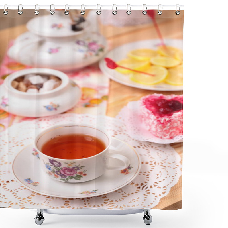 Personality  Warm Cup Of Tea And Sweets Shower Curtains