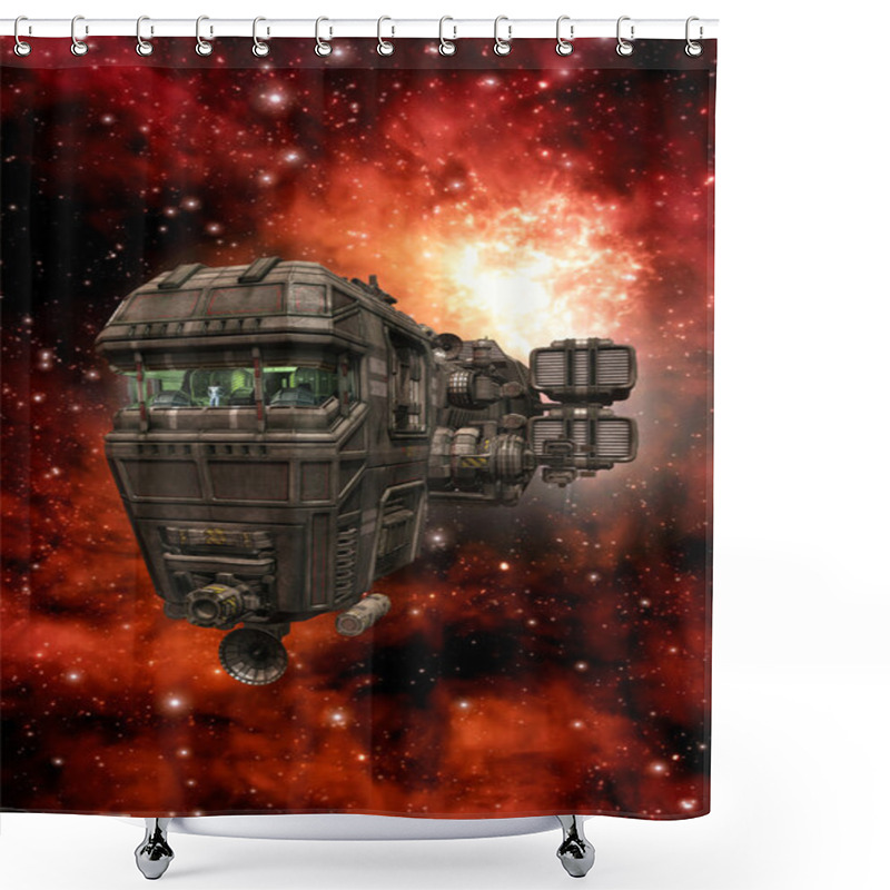 Personality  Space Cruiser Spaceship With Bridge Shower Curtains