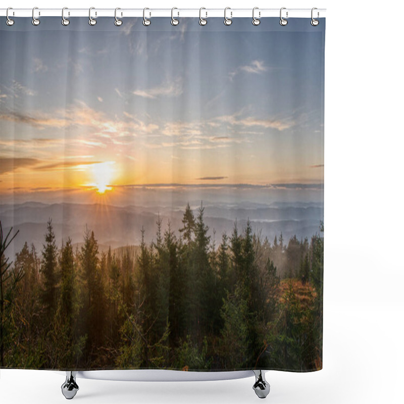 Personality  Sunrise In The Mountains With Beautiful Sky, Czech Lysa Hora Shower Curtains