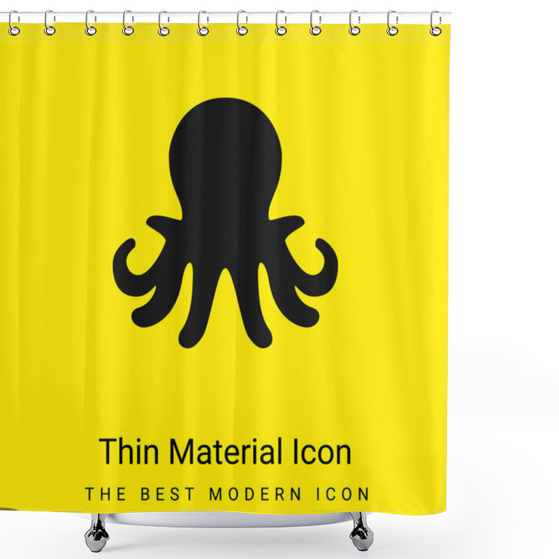 Personality  Aquarium Octopus Minimal Bright Yellow Material Icon Shower Curtains