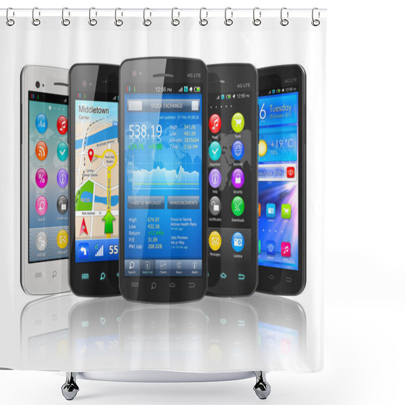 Personality  Set Of Touchscreen Smartphones Shower Curtains