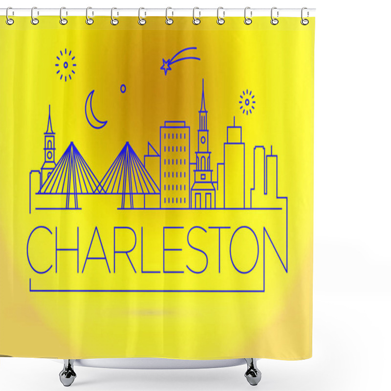 Personality  Charleston Linear City Skyline  Shower Curtains