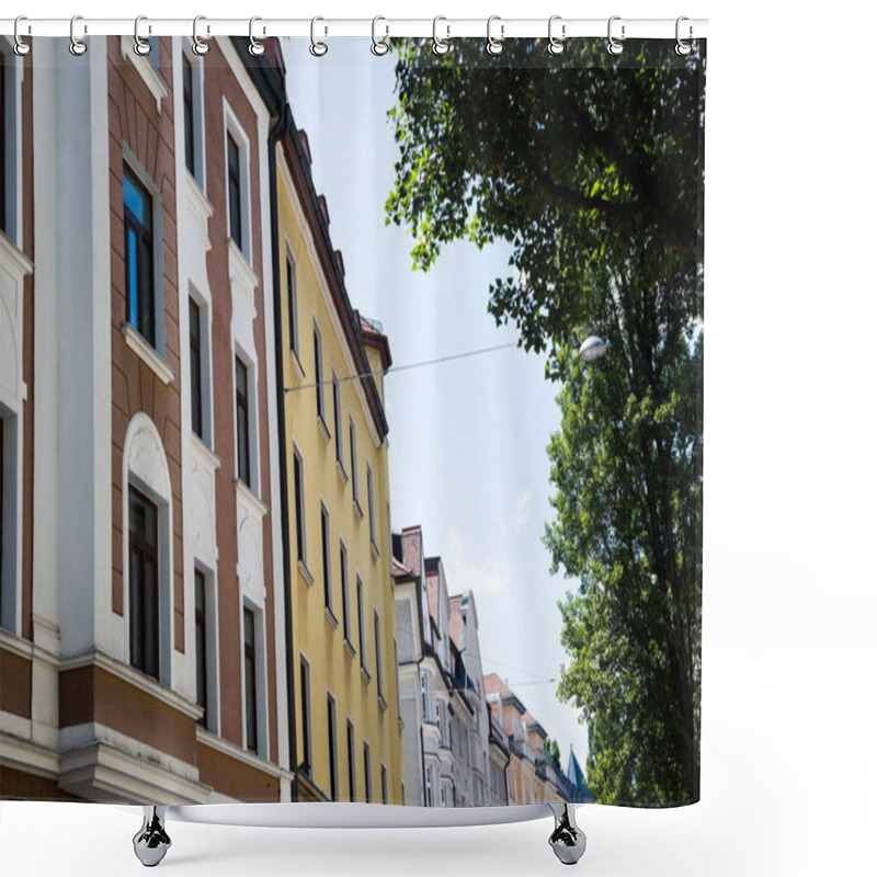 Personality  Old Building And New Building, Row Of Houses In Schwabing Shower Curtains