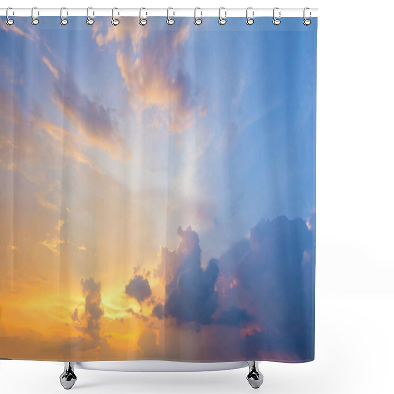 Personality  Fiery Orange Sunset Sky. Beautiful Sky. Shower Curtains