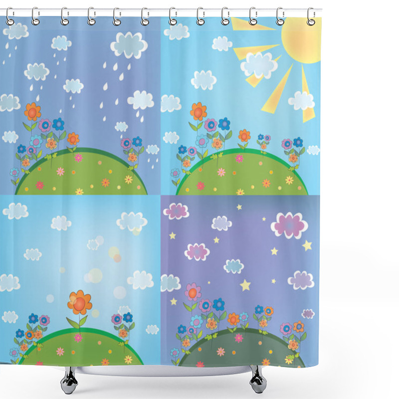 Personality  Landscape Weather Card Shower Curtains