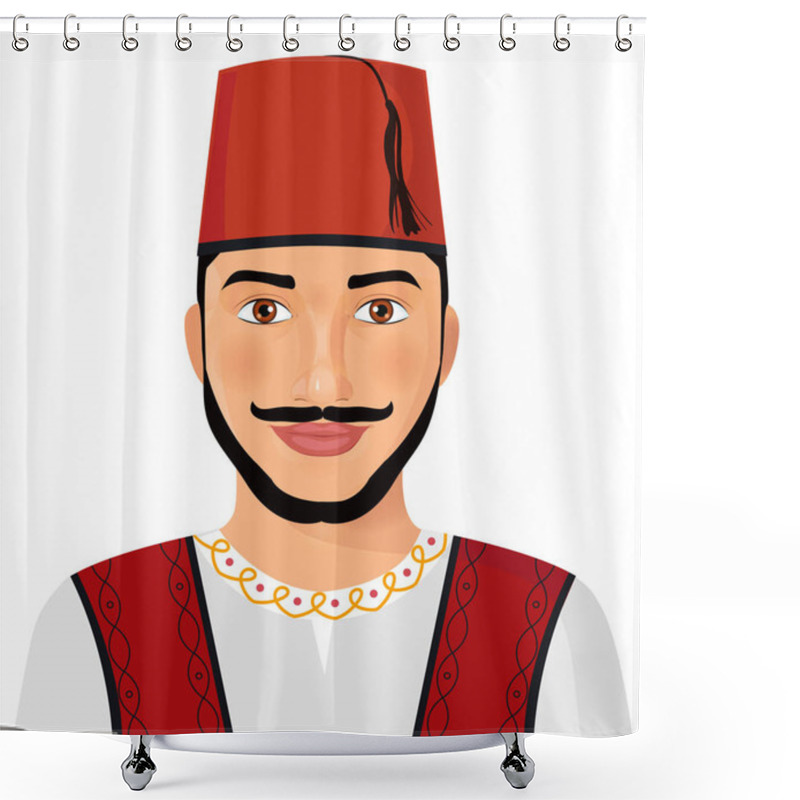 Personality  Turkish Man Avatar Sultan In National Suit Cartoon Character Vector Illustration  Isolated Shower Curtains