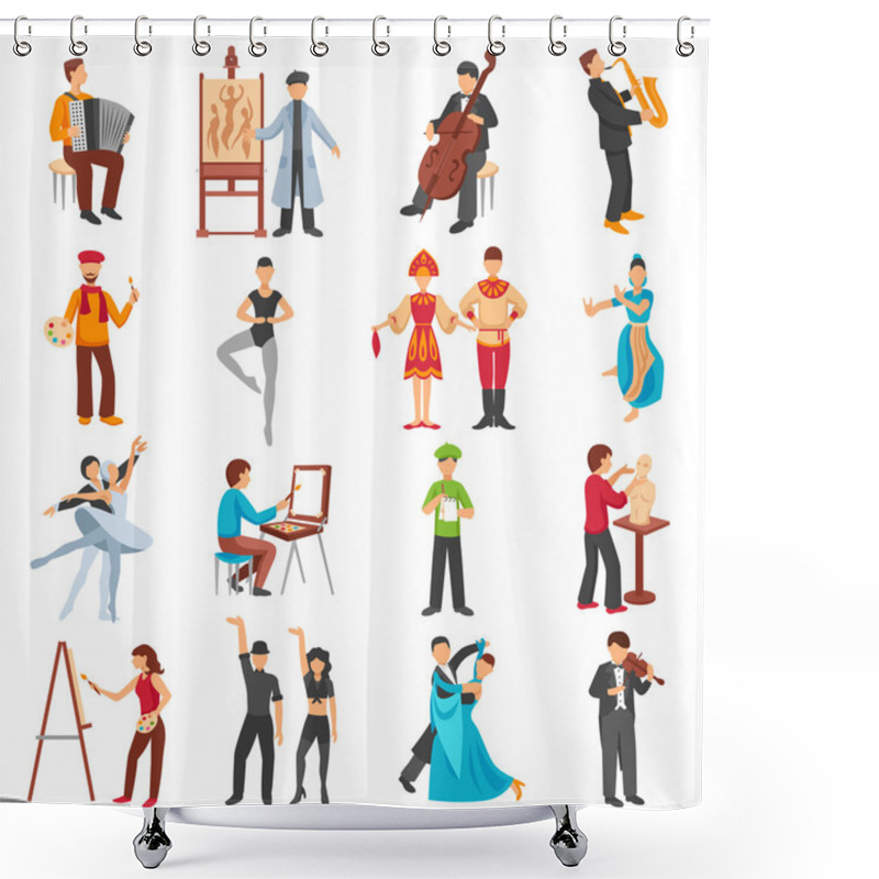 Personality  Artist People Icons Set Shower Curtains