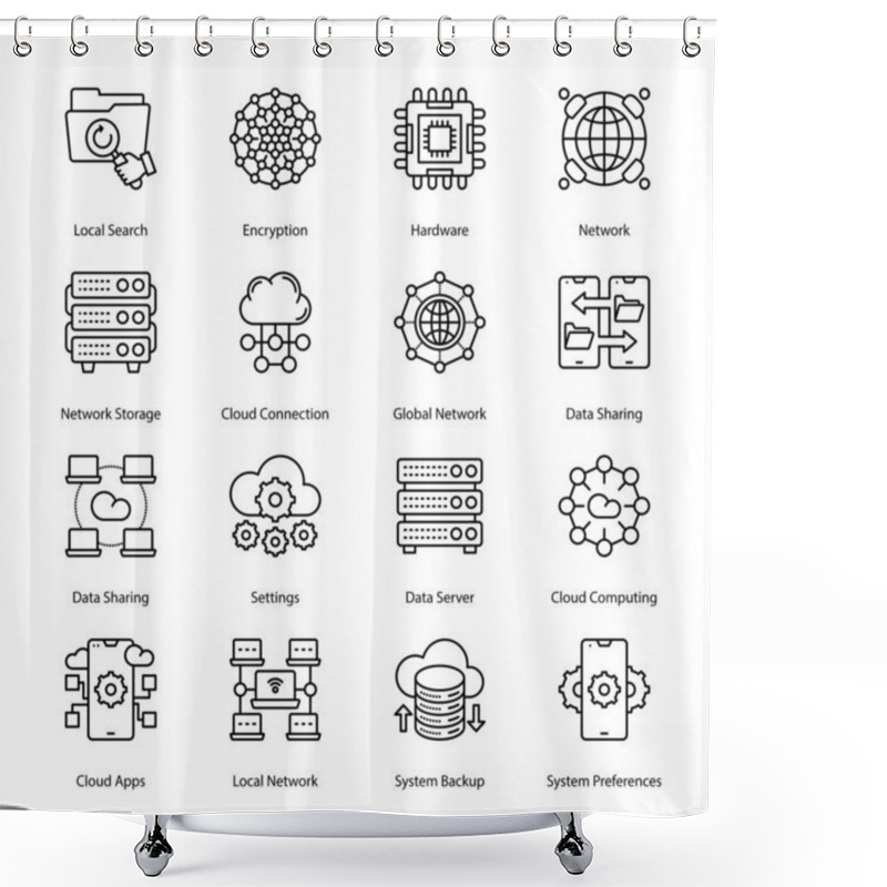 Personality  Cloud Computing Network Glyph Icons - Solid, Vectors Shower Curtains