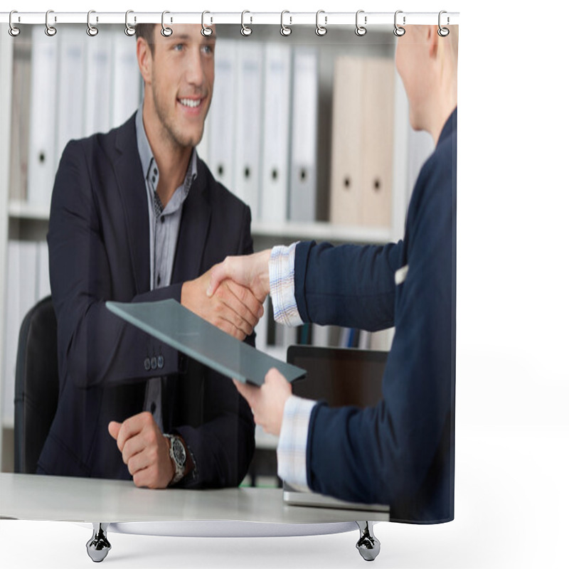 Personality  Handshake While Job Interviewing Shower Curtains