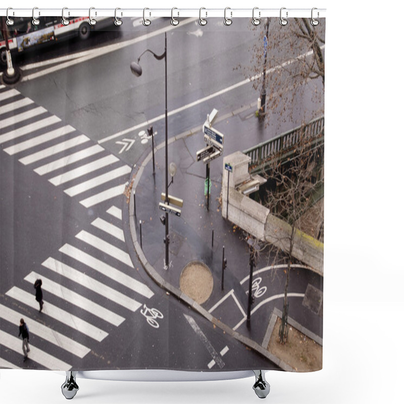 Personality  Crossroad In Paris Next To The Bridge Over The Seine In Autumn. Shower Curtains