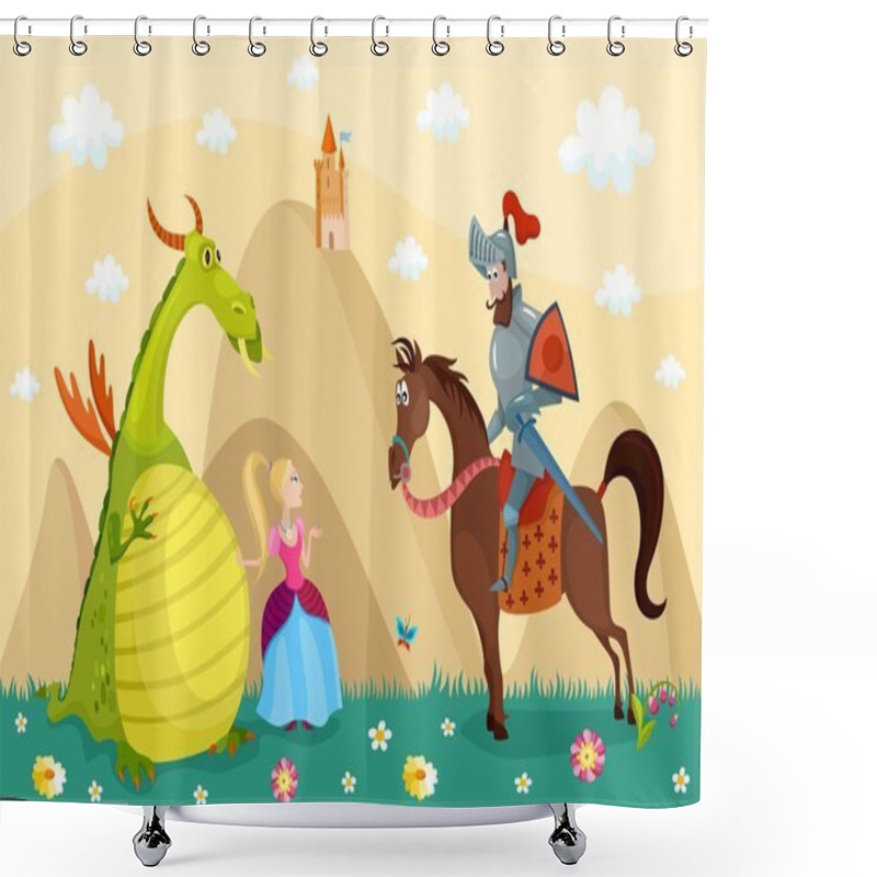 Personality  Dragon And Knight Shower Curtains