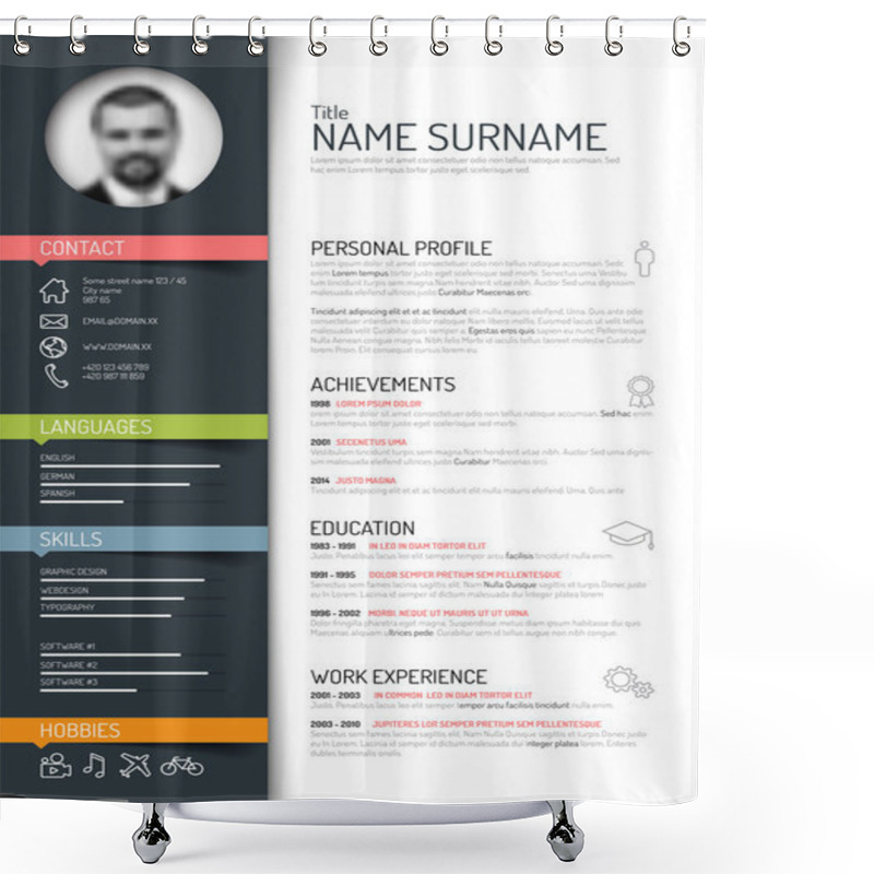 Personality  Minimalist Resume Template Shower Curtains