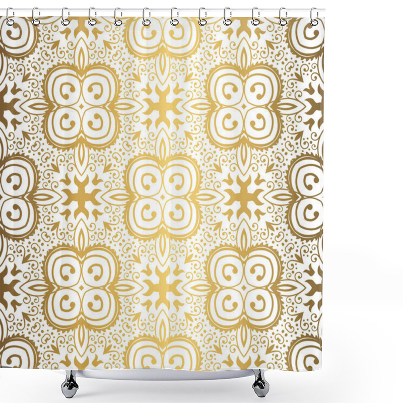 Personality  Golden Background. Luxury Seamless Pattern Elegant Design Shower Curtains