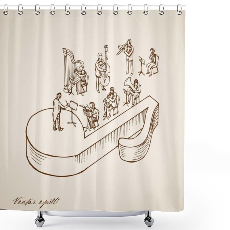 Personality  Instrumental Orchestra Concert Shower Curtains