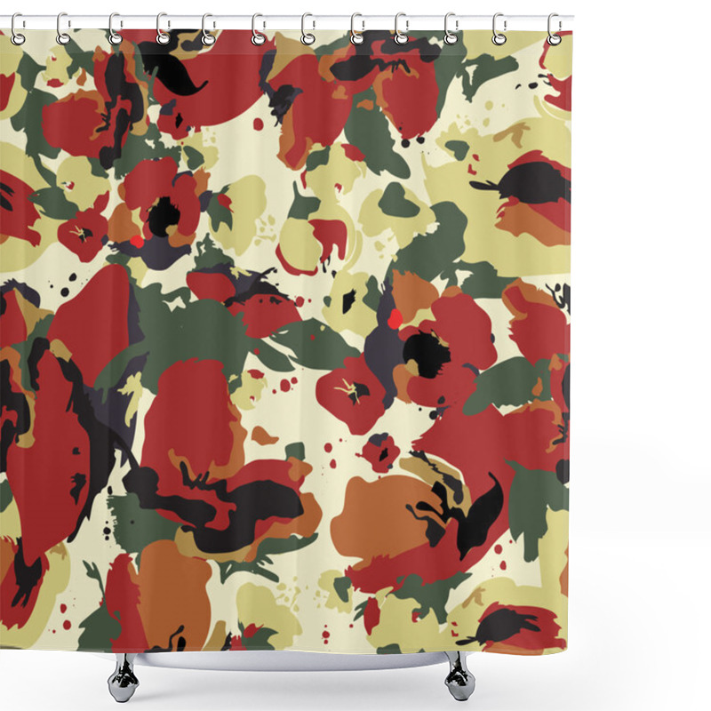 Personality  Abstract Floral Pattern With Poppy Shower Curtains