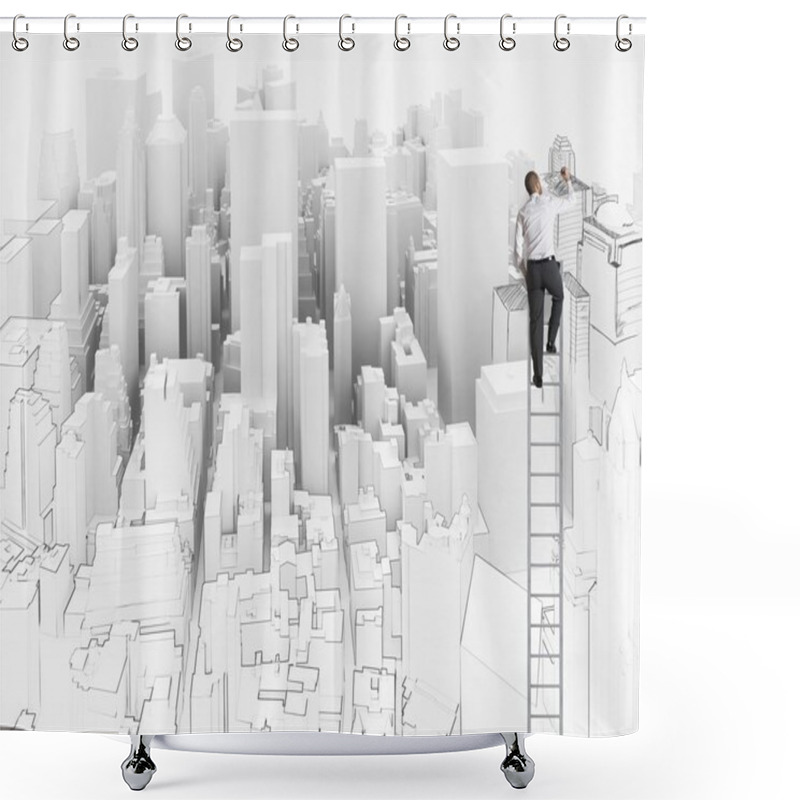 Personality  City And Office Sketch Shower Curtains