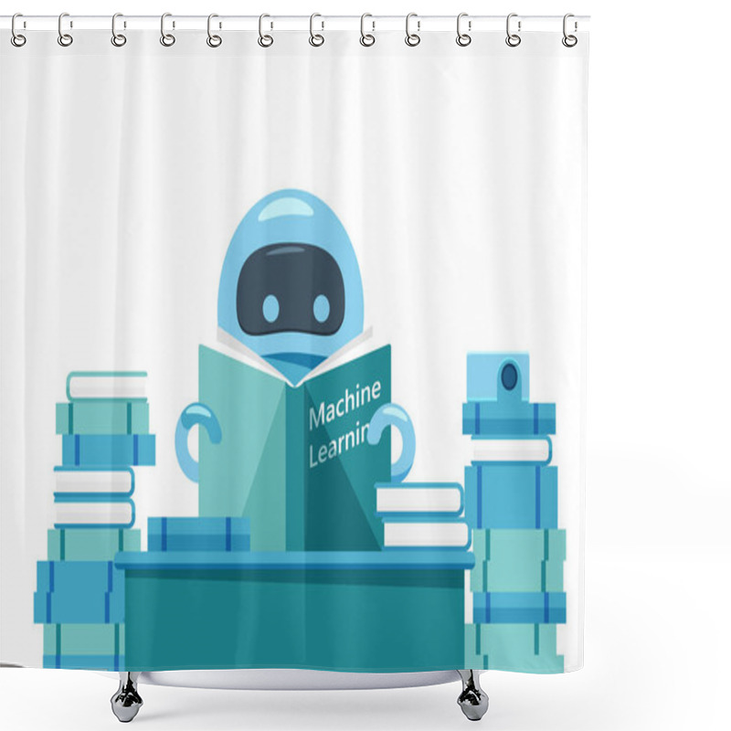 Personality  Bot Reading Machine Learning Book Shower Curtains