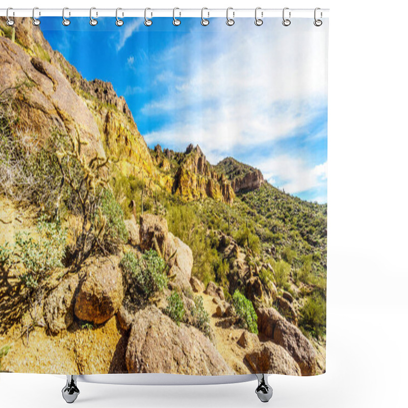 Personality  Usery Mountain In Tonto National Forest In The Arizona Desert Shower Curtains