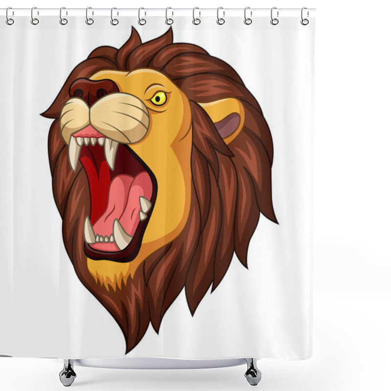 Personality  Cartoon Angry Lion Head Mascot Shower Curtains