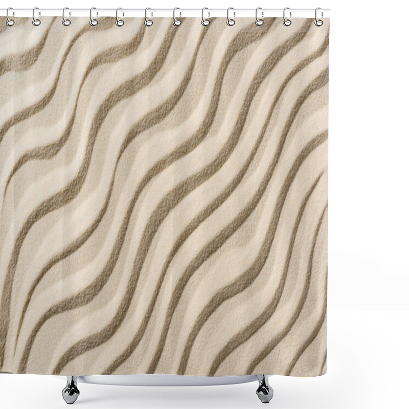 Personality  Top View Of Beige Sandy Backdrop With Smooth Waves Shower Curtains