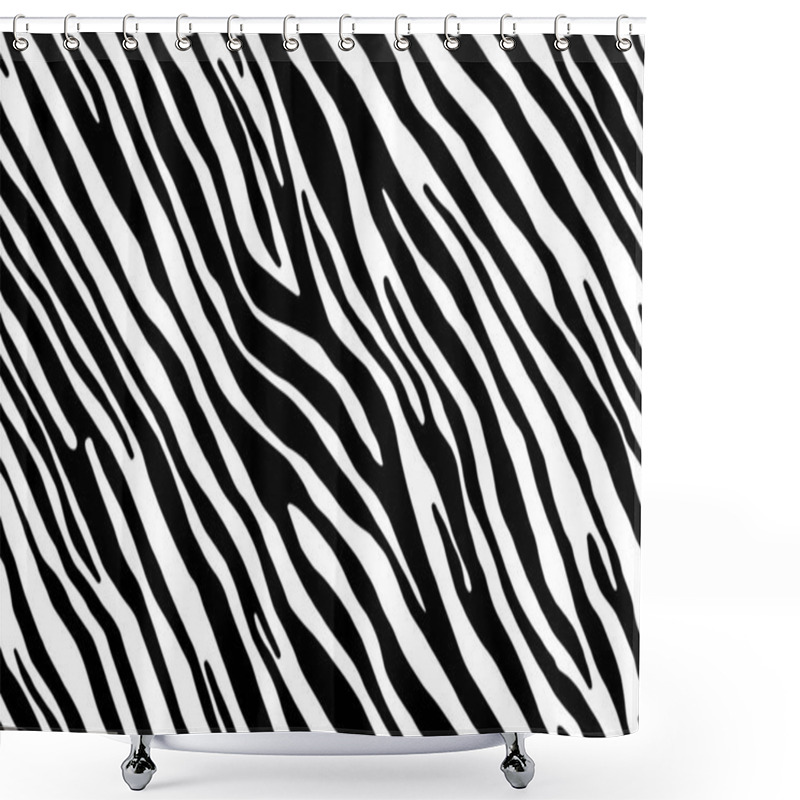 Personality  Full Seamless Wallpaper For Zebra And Tiger Stripes Animal Skin Pattern. Black And White Design For Textile Fabric Printing. Fashionable And Home Design Fit. Shower Curtains