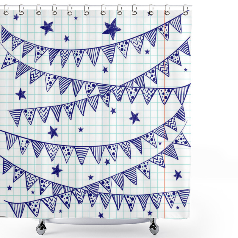 Personality  Bunting Flags On A Squared Notebook Paper. Shower Curtains