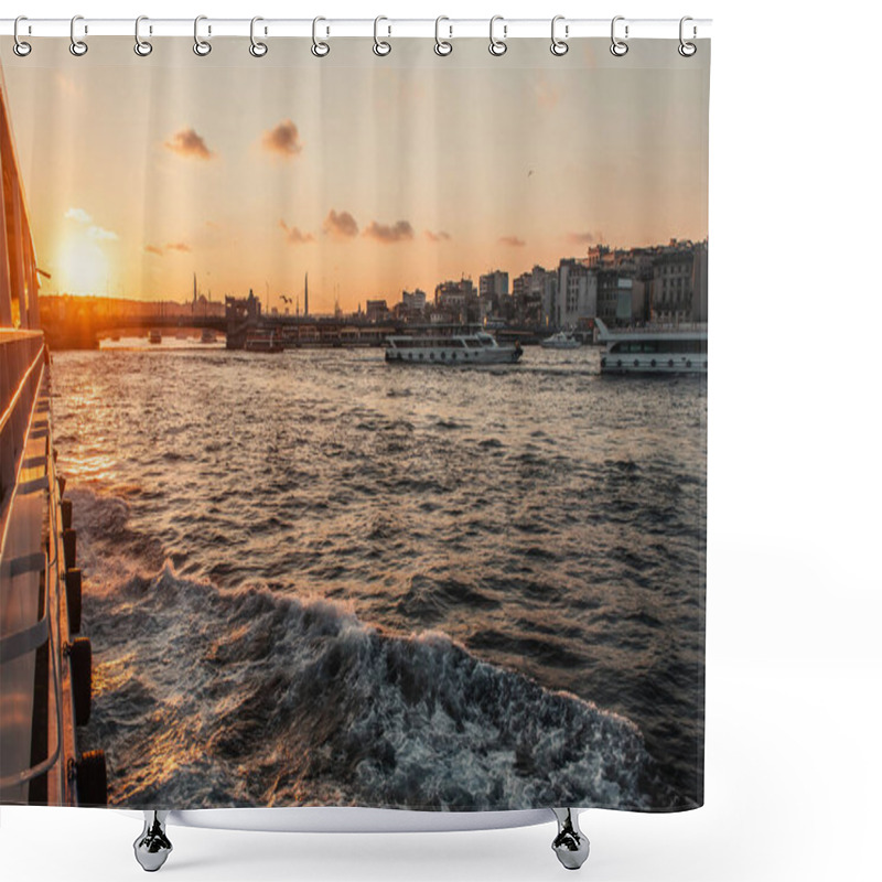 Personality  View From Ship On Sunset And Coastline Of Istanbul, Turkey  Shower Curtains