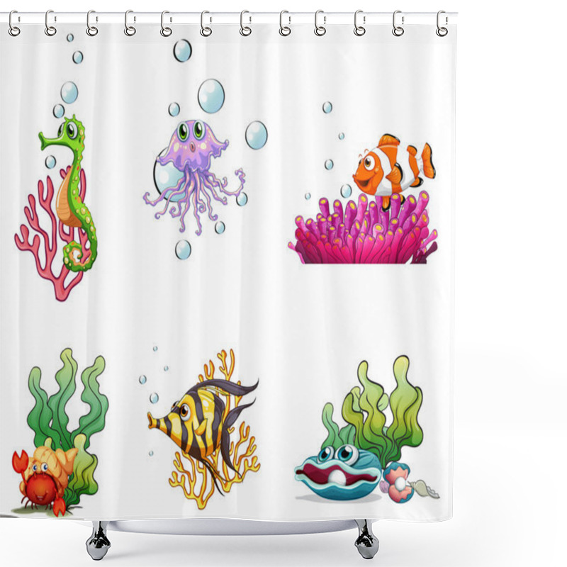 Personality  Different Sea Creatures Shower Curtains