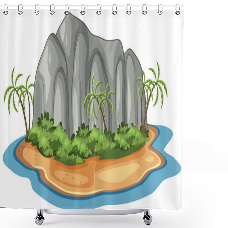 Personality  A Serene Island With Lush Greenery And Cliffs Shower Curtains