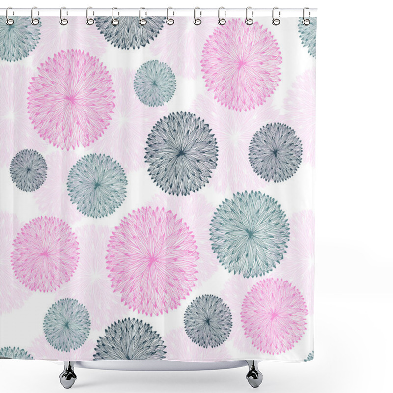 Personality  Seamless Background Round Flowers Shower Curtains