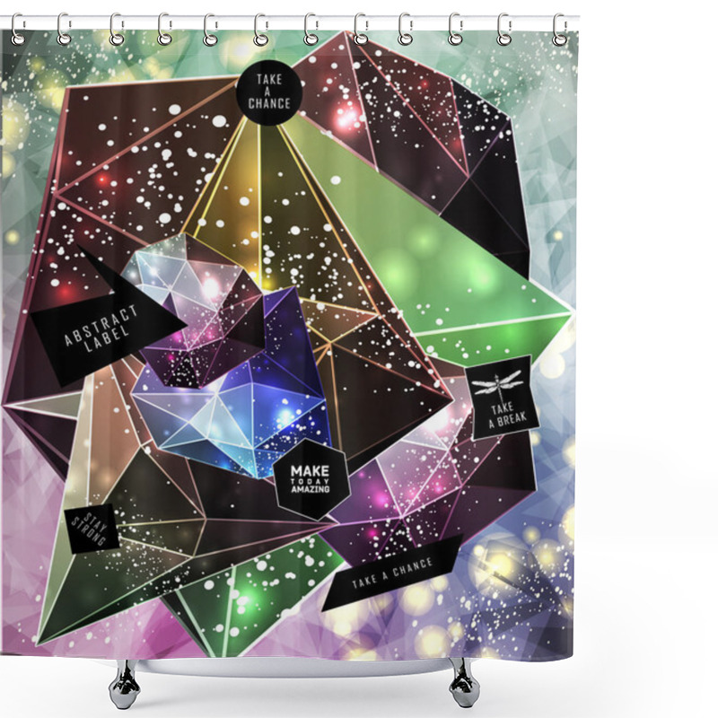 Personality  Polygonal Triangles And Space Background Shower Curtains