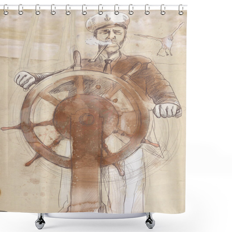 Personality  Sea Captain Shower Curtains