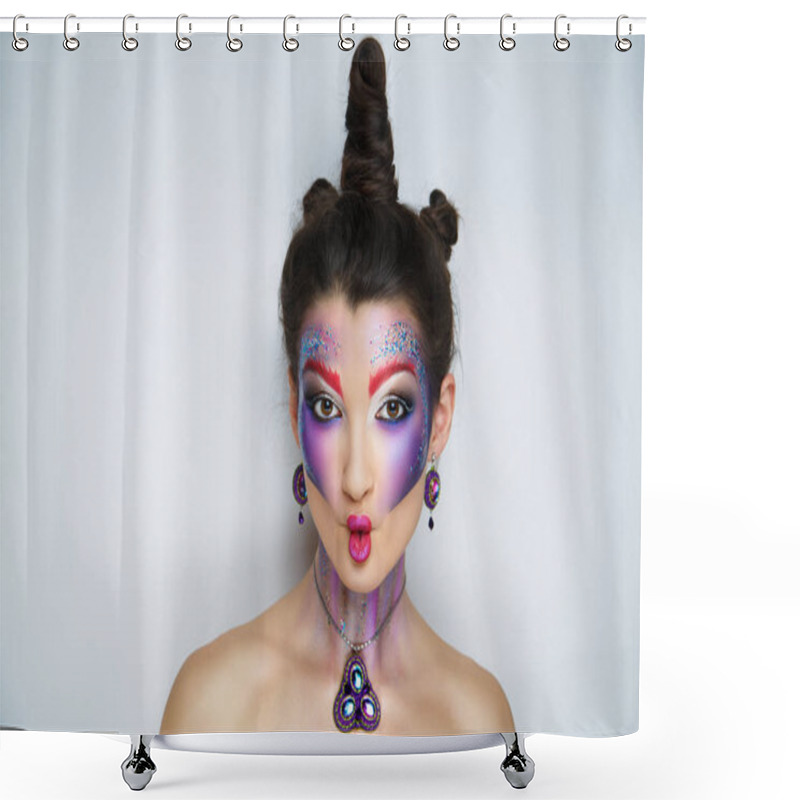 Personality  Girl Unicorn Make Up Shower Curtains